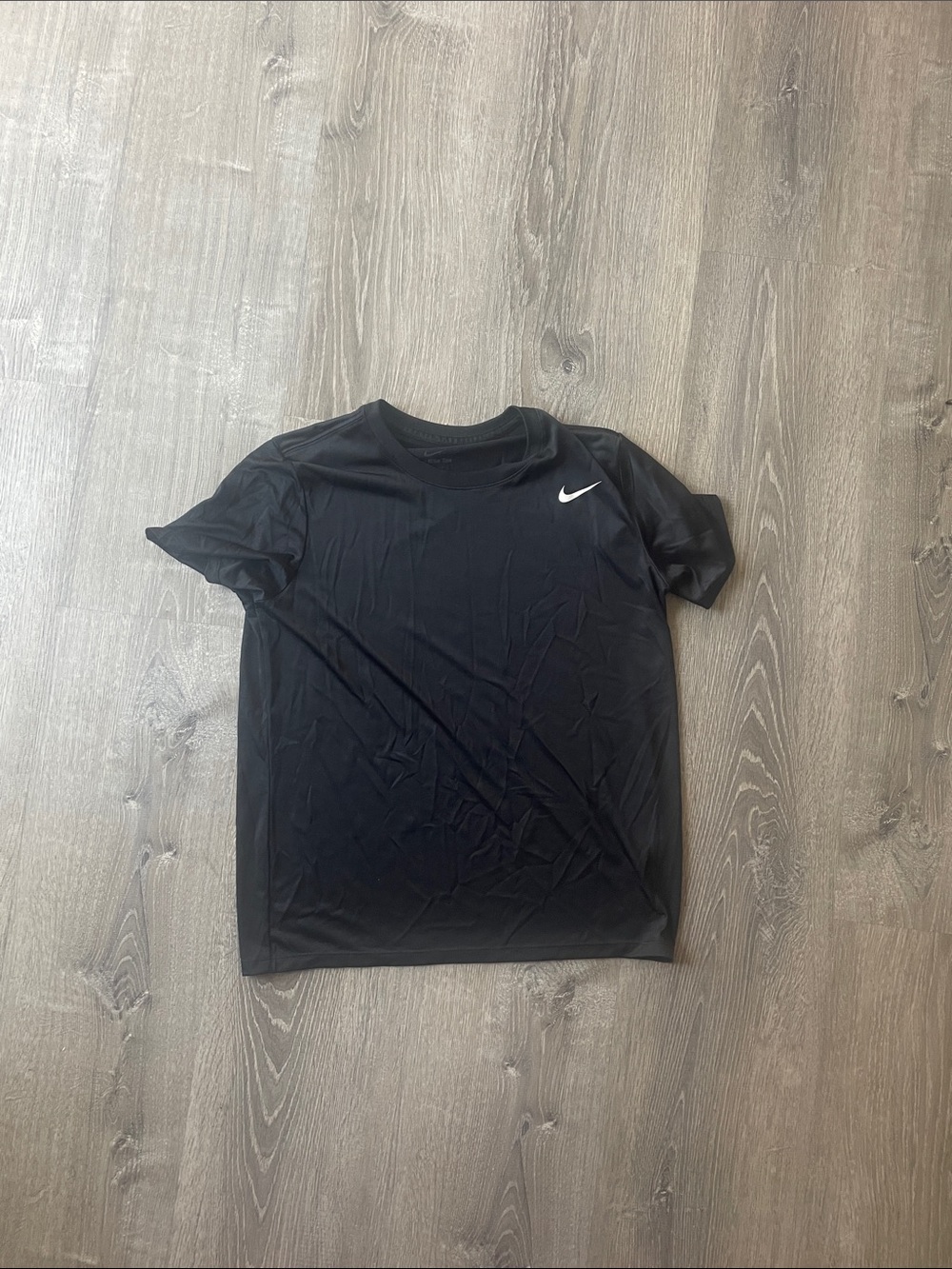 Nike Black Short-Sleeve Performance Tee with White Swoosh